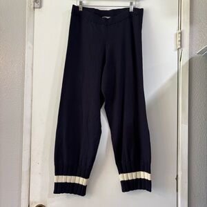 Urban Outfitters Navy Harem Pants Lounge Joggers Minimalist Coastal Knit Stripe